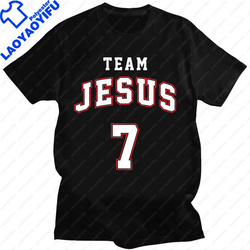 Team Jesus 7 Number T-shirt Funny Jesus Graphic T-shirts Women Men Clothing Tees Tops Camisas Casual Short  Clothes