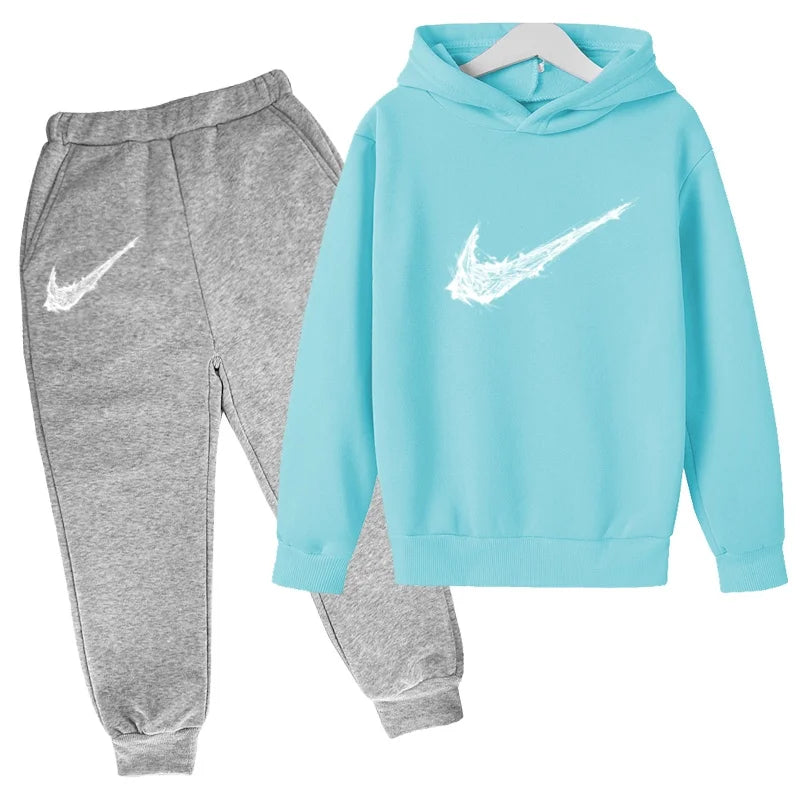 New Children's Sports Hooded Sweatshirt - Brand's Trendy Casual Hooded Top and Pants Set Suitable for Boys and Girls Aged 3 To13