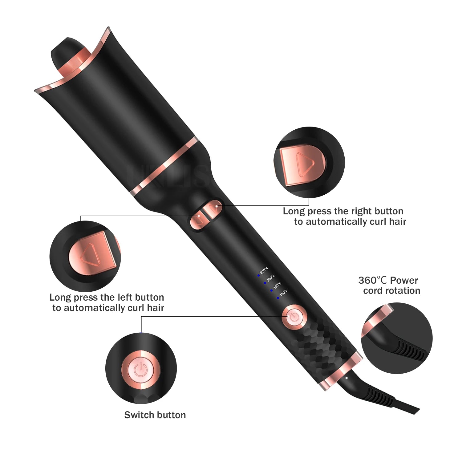 Automatic Hair Curler Professional Classic Rose Hair Curler Auto Design Rotating Hair Curling Iron Automatic Hair Curler