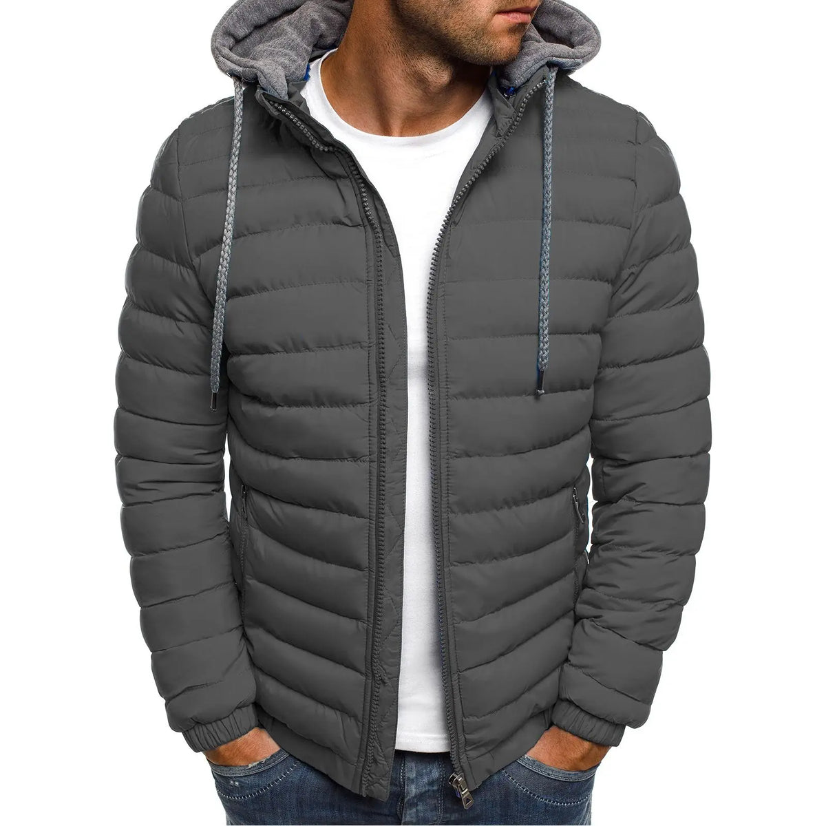 New Autumn Winter Men's Parkas Solid Hooded Cotton Coat Jacket Casual Warm Clothes Mens Overcoat Streetwear Puffer Jacket Male