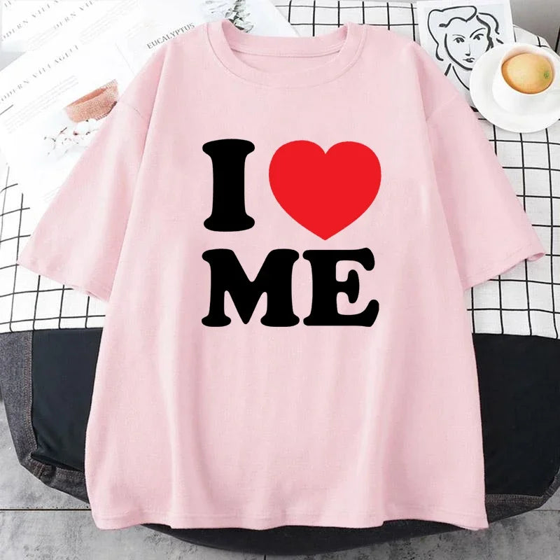 Summer Funny I Love Me Red Heart Myself T Shirts Graphic Cotton Streetwear Short Sleeve Birthday Gifts T-shirt Mens Clothing