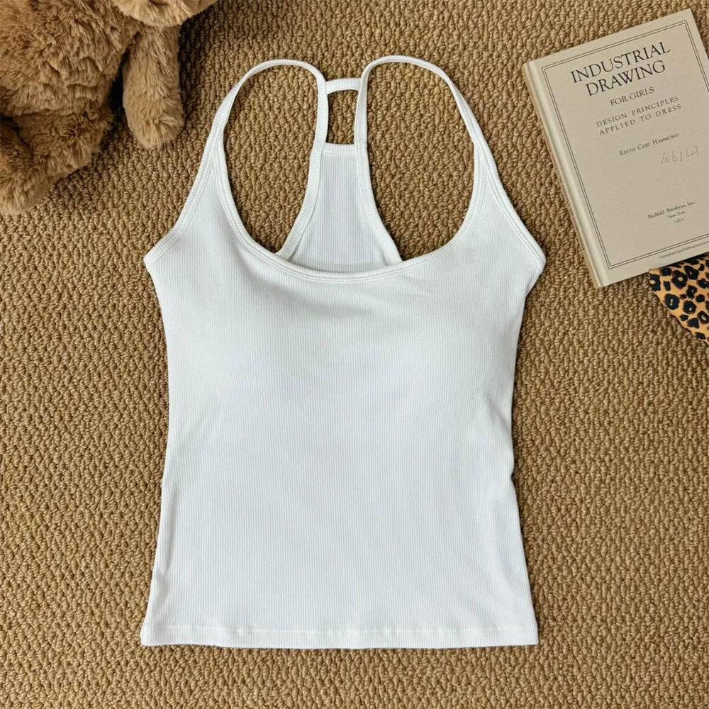 Casual U Neck Summer Tank Tops Sleeveless With Pad Fitted Tops Camisoles Slim Vest Corset for Women