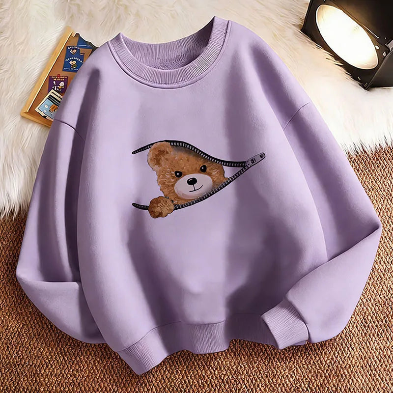 Cute Fashion Bear Funny Hoodie Kids Children's Pullover Sweatshirt Hoody for Boys Girls Casual Hoodies Hip Hop Clothes