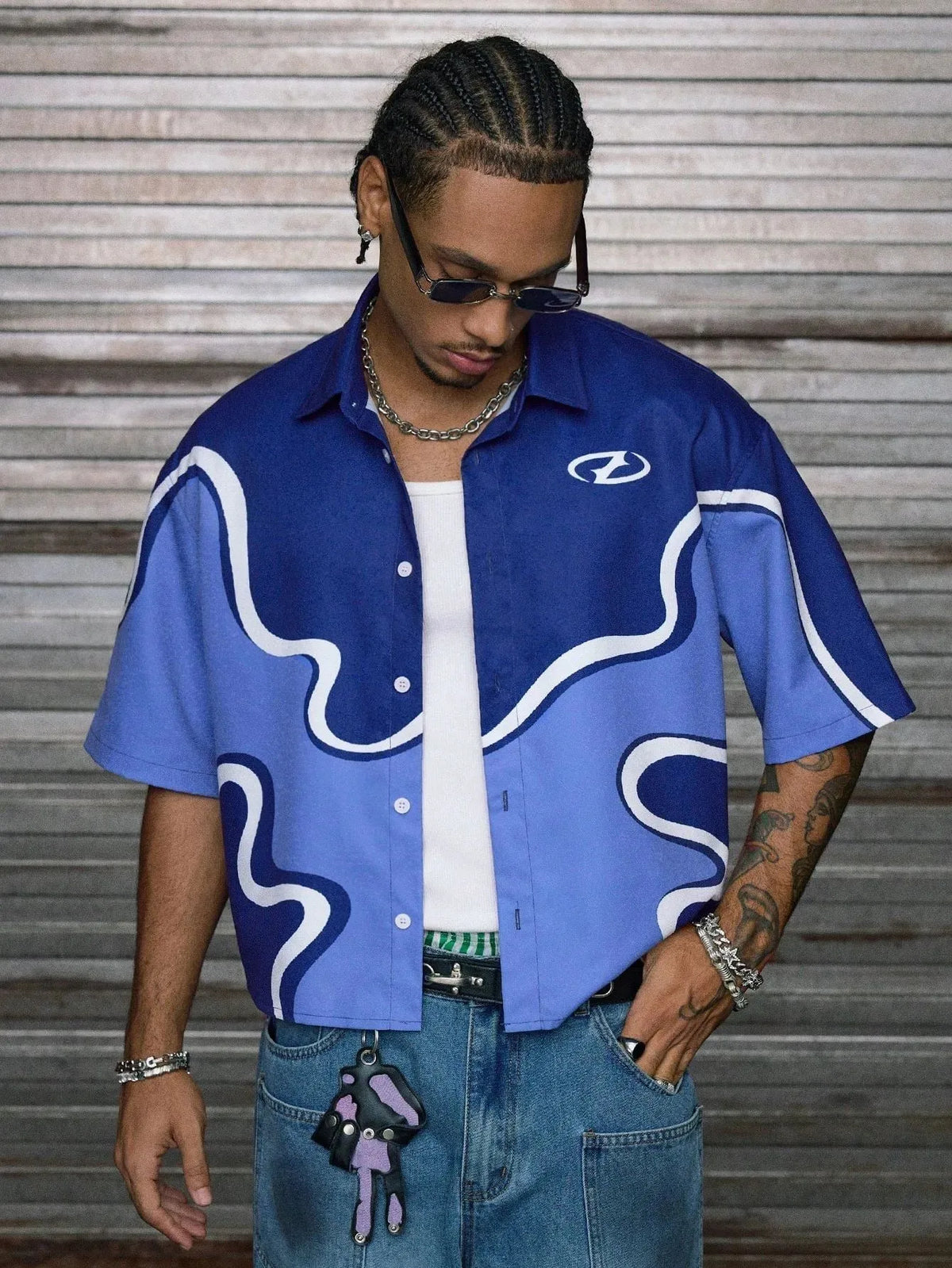 New men's short-sleeved shirt for summer 2025 breathable casual and fashionable 3D printed streetwear