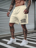 Men's Casual Shorts Breathable Soft Fabric Bold Letter Print Outdoor Sports Summer Activities