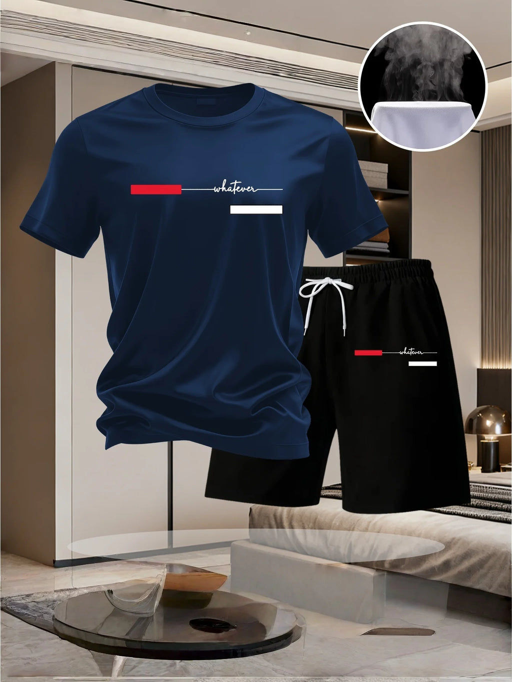 Summer men's casual short-sleeved T-shirt and shorts sports outfit - comfortable printed lightweight quick-drying set