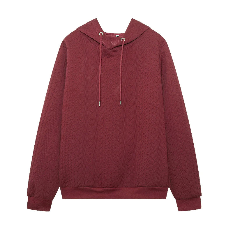 Women's 2026 Long-Sleeved Jacquard Hoodie Loose Sweater with Straps for Autumn Winter New Fashion Style