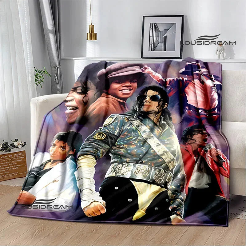 Michael Jackson retro Print blankets Picnic blanket Flannel blanket Soft Cozy Blanket Travel Blankets bed linings Birthday Gift