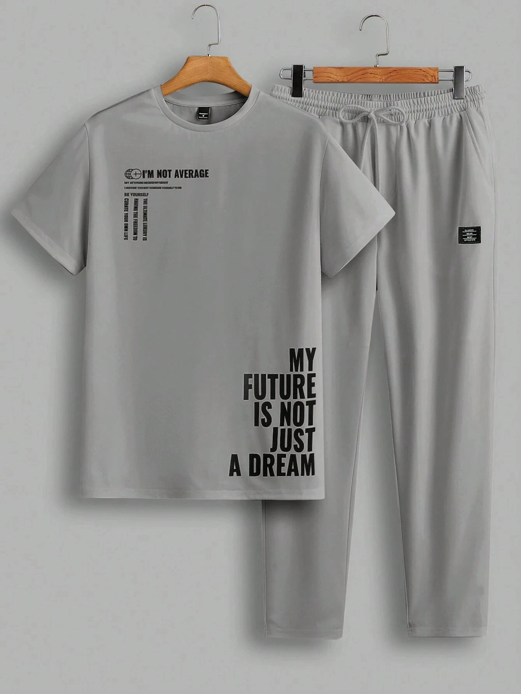Men's Casual Two-piece Set Simple Fashion Letter Print Pattern Round Neck T-shirt And Pants Set Suitable For Spring And Summer