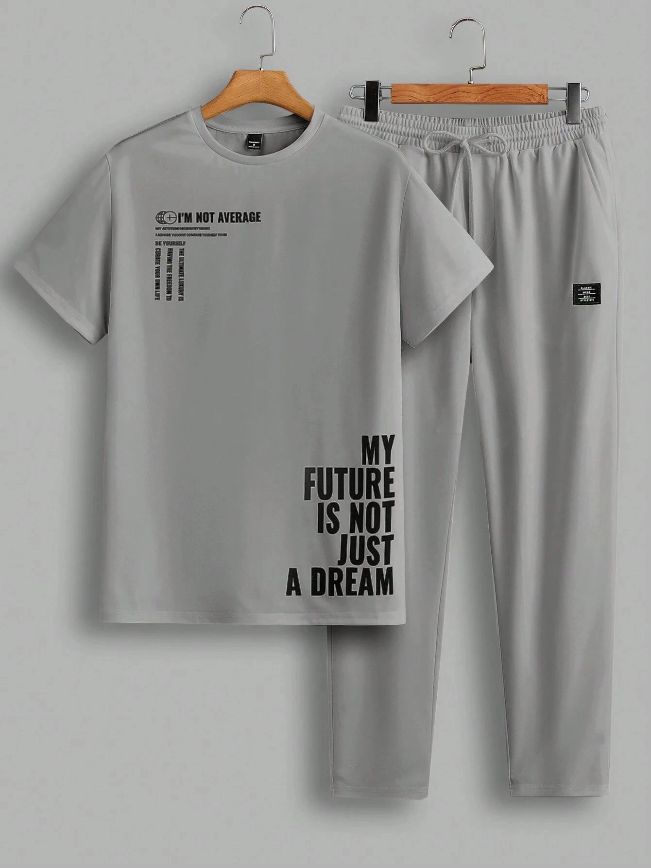 Men's Casual Two-piece Set Simple Fashion Letter Print Pattern Round Neck T-shirt And Pants Set Suitable For Spring And Summer