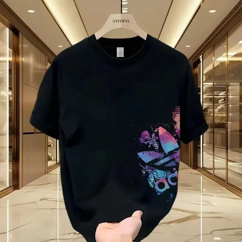 Summer New Casual Men's and Women's Printed Short-sleeved Cotton T-shirt Loose and Versatile Fashion Half-sleeved Casual Wear