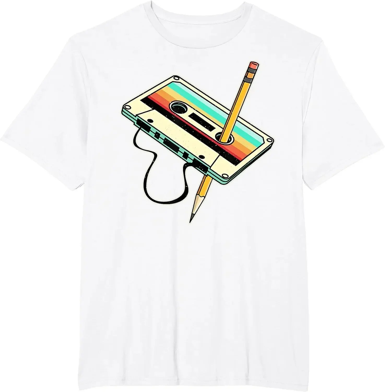 80s Cassette Pencil 80s Retro Throwback Music T-shirt Women's Clothing Retro Tshirt Camisetas