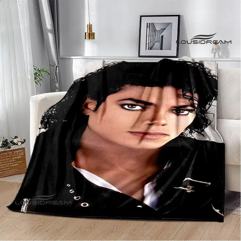 Michael Jackson retro Print blankets Picnic blanket Flannel blanket Soft Cozy Blanket Travel Blankets bed linings Birthday Gift