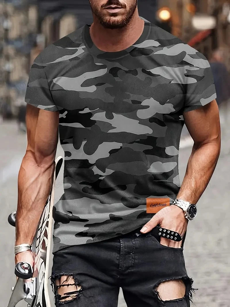 Men's Tactical Camo Camouflage 3d Print T-shirt Men Women Fashion Short Sleeve Tshirt Kids Tops Tees Men Clothing Outdoor Sports