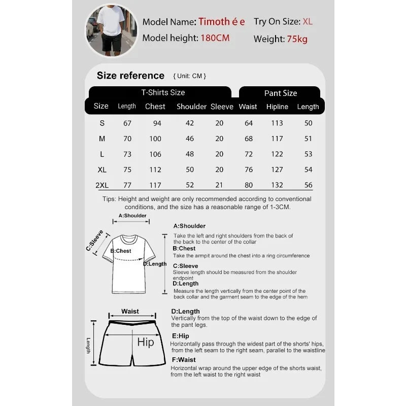 Summer men's casual short-sleeved T-shirt and shorts sports outfit - comfortable printed lightweight quick-drying set