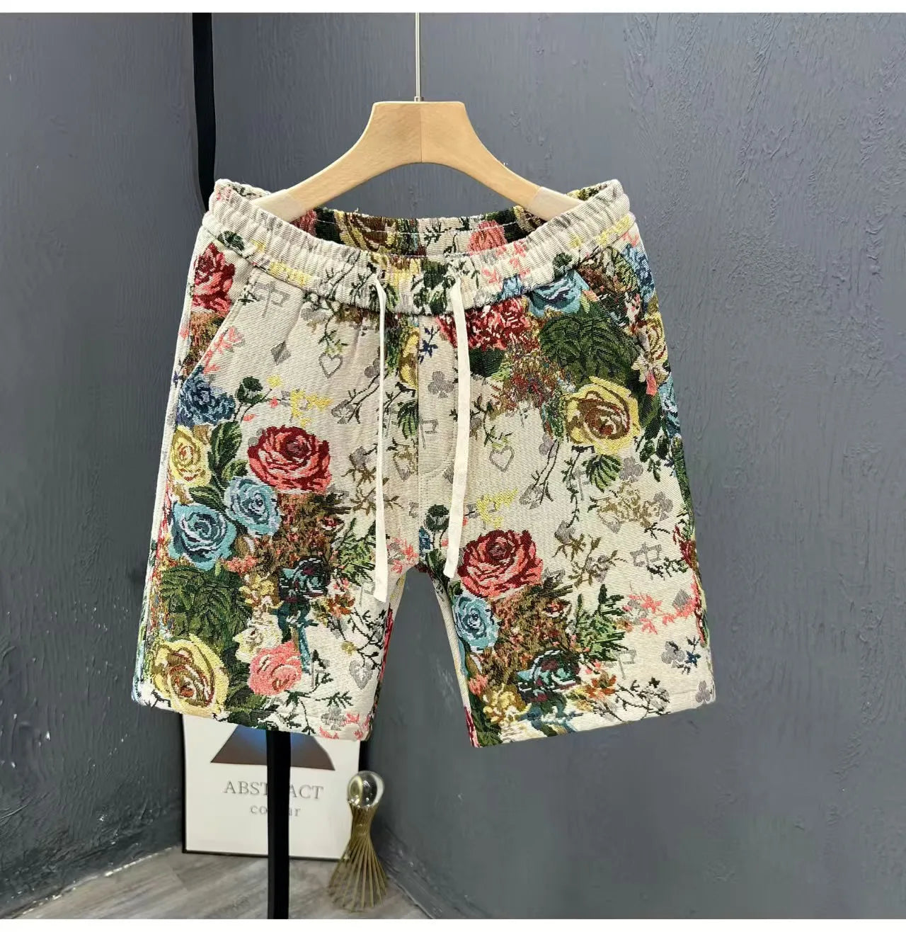European and American men's summer Statue of Liberty print comfortable breathable drawstring shorts outdoor casual pants