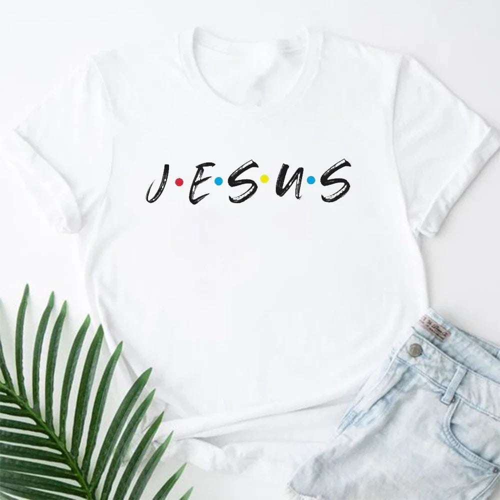 2026 Jesus Is King Letter Print Women T-shirt Christian Faith Hope Love Harajuku T Shirts Religion O-neck Tops Tees Streetwears