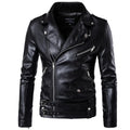 Handsome Motorcycle Leather Jackets for Men British Style Fashion Faux Leather Zipper Coat Casual Streetwear Men Punk PU Jackets