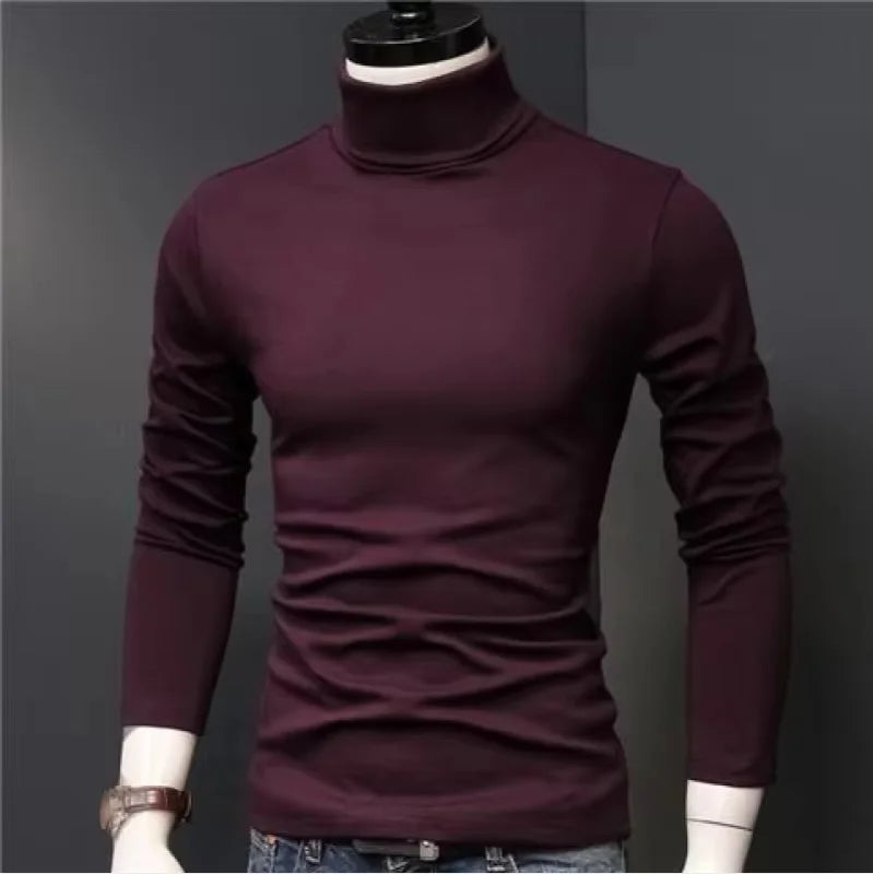 Spring Autumn Thin Men Pullovers Sweaters Turtleneck Knitted Sweater for Men  Clothing Male Sweaters Full Black White Tops