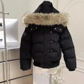 Women Autumn Winter Fur Collar Cotton Coat 2025 New Women Warm Thicken Hooded Cotton Padded Jacket Women Short Parkas Outwear