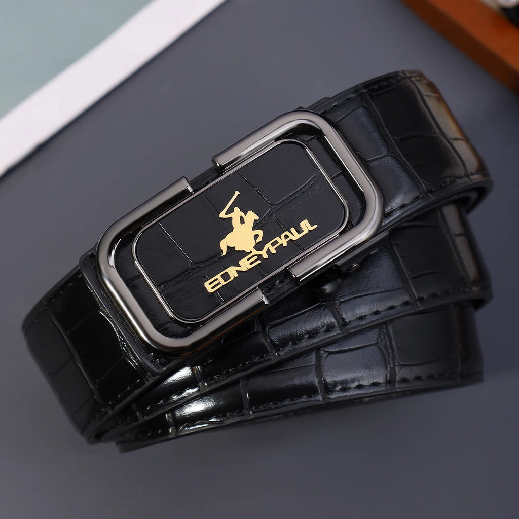 Men's automatic buckle leather belt for office workers' commuting, adjustable belt suitable for formal and casual wear