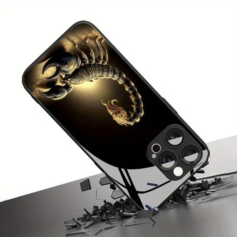 Light luxury gold scorpion pattern Phone Case For iPhone 17 16 16e 15 14 13 12 Mini 11 Air Pro XS Max XR X Plus Glass Silicone