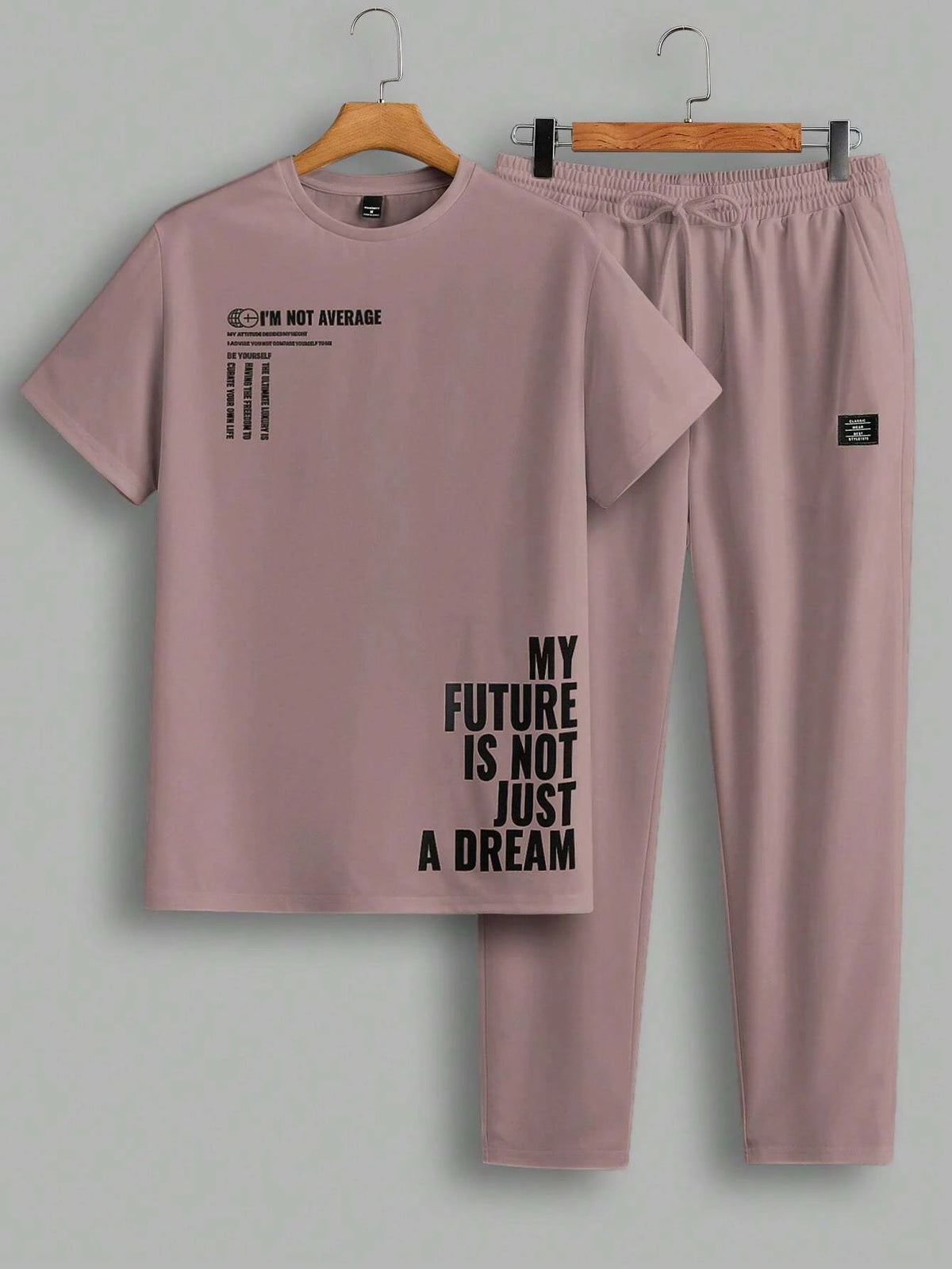 Men's Casual Two-piece Set Simple Fashion Letter Print Pattern Round Neck T-shirt And Pants Set Suitable For Spring And Summer