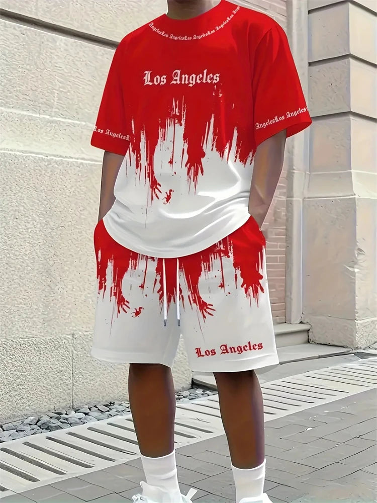 Spring New Men's Casual Tops And Shorts, Simple Basketball-printed Men's Round-neck T-shirts And Casual Shorts, Fashionable And