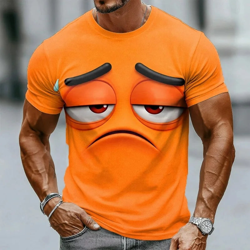 3D Printed Funny Expression T Shirt For Men Colorful Pattern T-Shirts Summer Fashion O-Neck Loose Tops Street Short Sleeve Tees