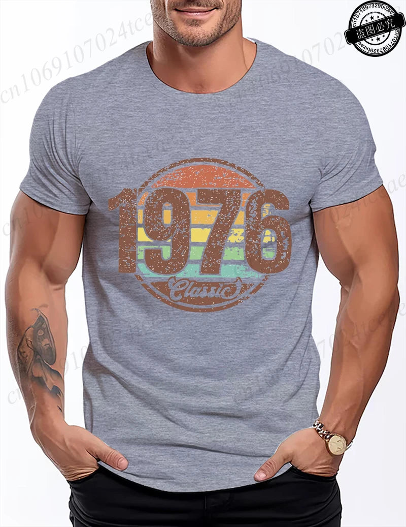 Retro 1976 Shirt Unisex Vintage 1976 Graphic T-Shirt for Women Men Casual O Neck Short Sleeve Tee 1976 Birthday Streetwear Tops