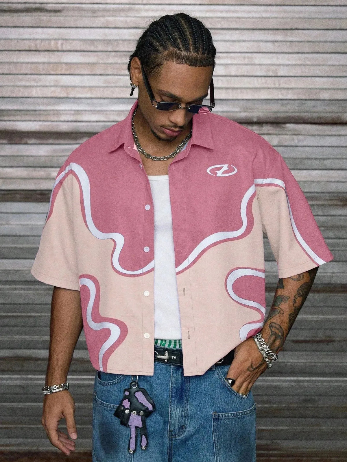 New men's short-sleeved shirt for summer 2025 breathable casual and fashionable 3D printed streetwear
