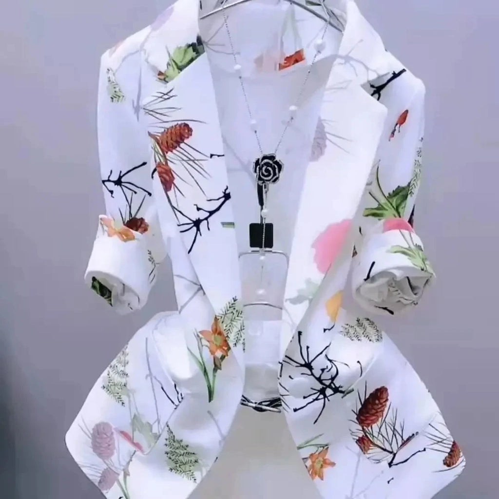 2025 New Women Printing Suit Coat Women Blazer Cardigan Spring Summer Women Short Sunscreen Printed Jacket Slim Suit Outerwear
