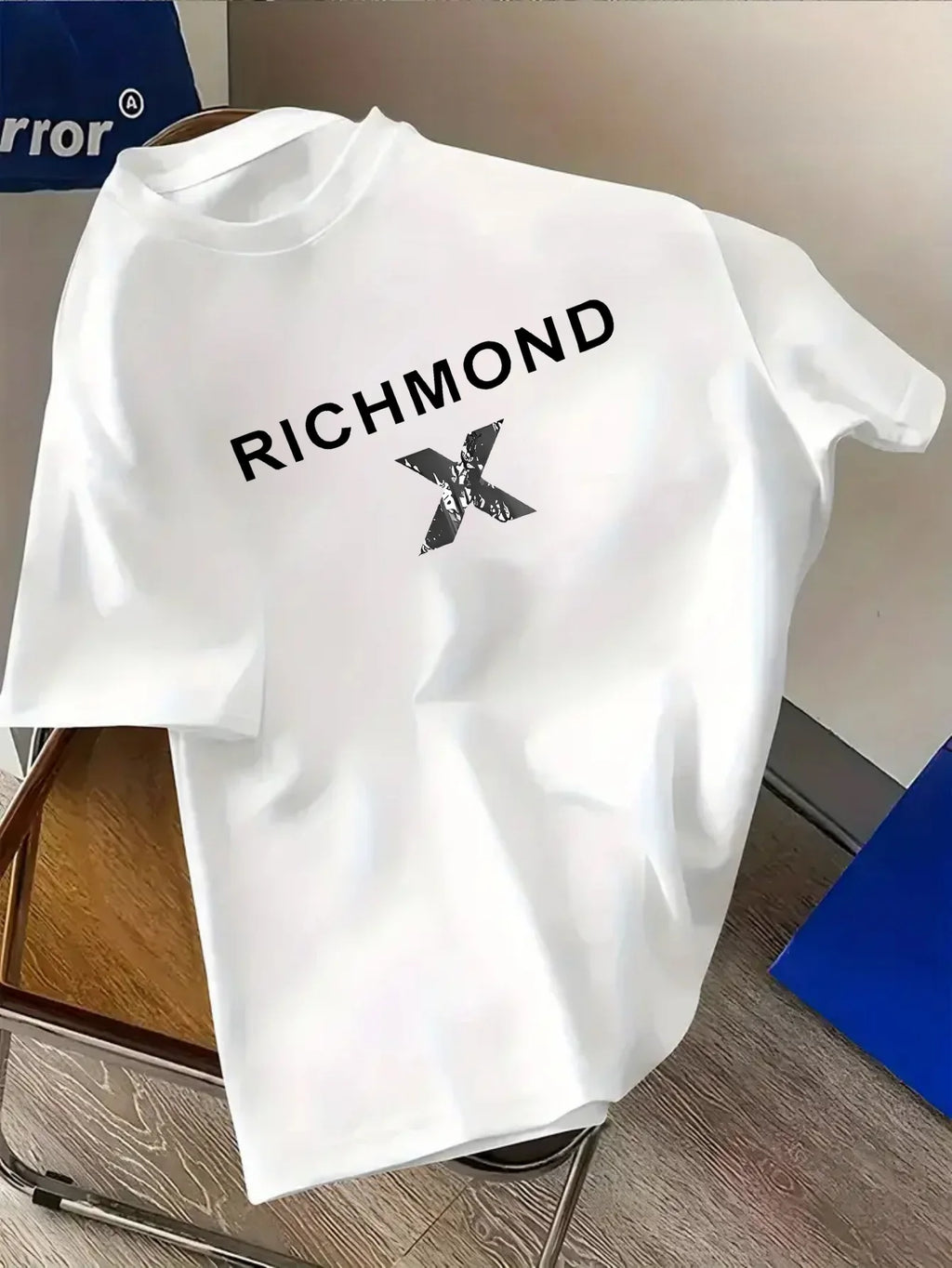 Men's Casual Summer New Simple Letter Print T-Shirt Fashionable 100% Cotton Retro Versatile Short Sleeve