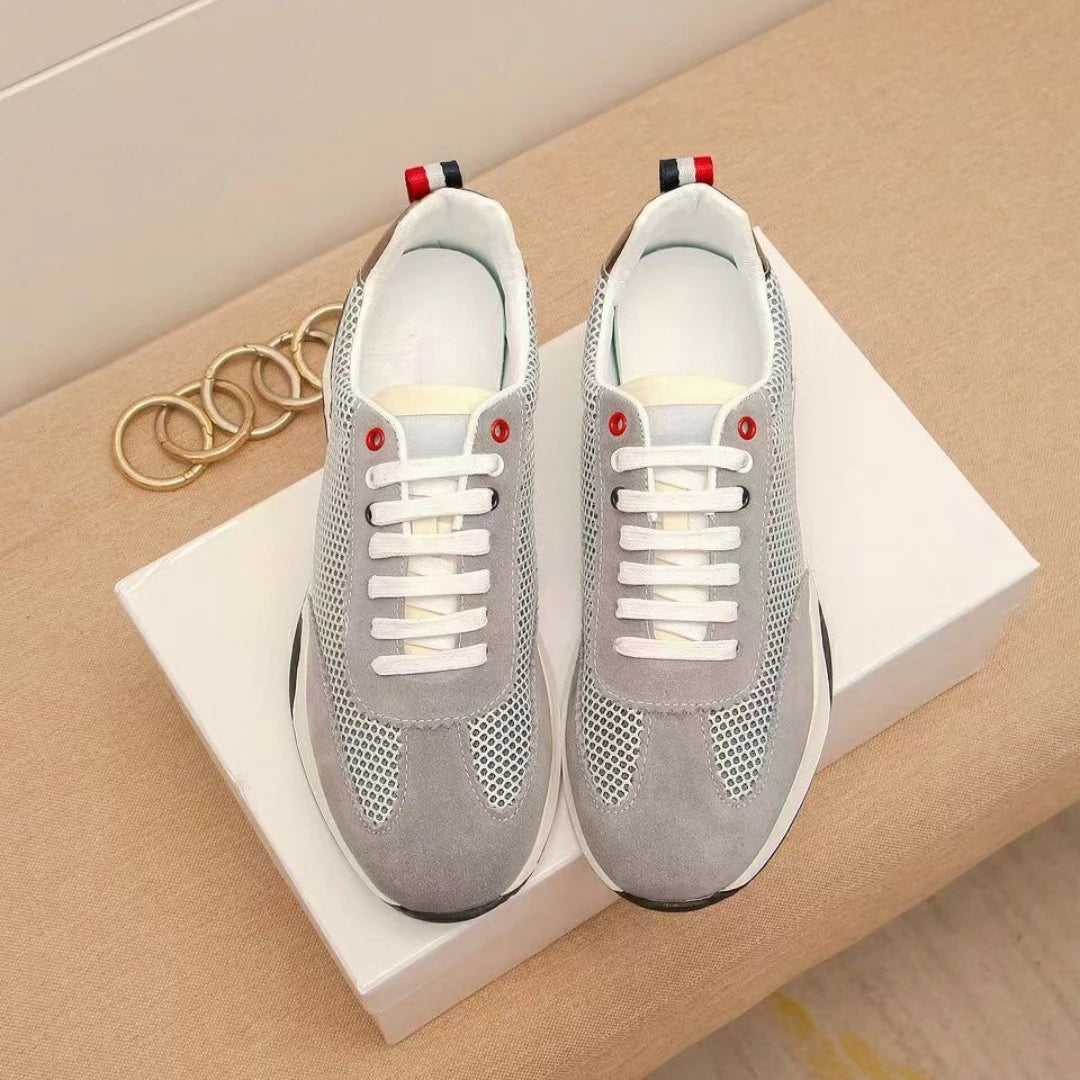 Luxury Brand Men's Shoes Handmade Casual Sneakers Mesh Suede Top-Grain Cowhide Upper Lining Breathable Footwear Holiday Gifts