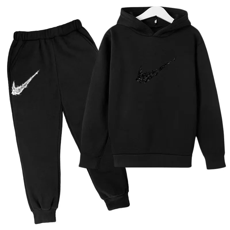 New Children's Sports Hooded Sweatshirt - Brand's Trendy Casual Hooded Top and Pants Set Suitable for Boys and Girls Aged 3 To13