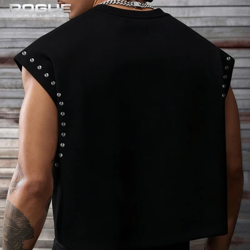 Harajuku Baseball Angel Chicano Streetwear Men Tank Crop Print Sleeveless Tops Vintage Distressed Grunge Retro Y2K Graphic Tees