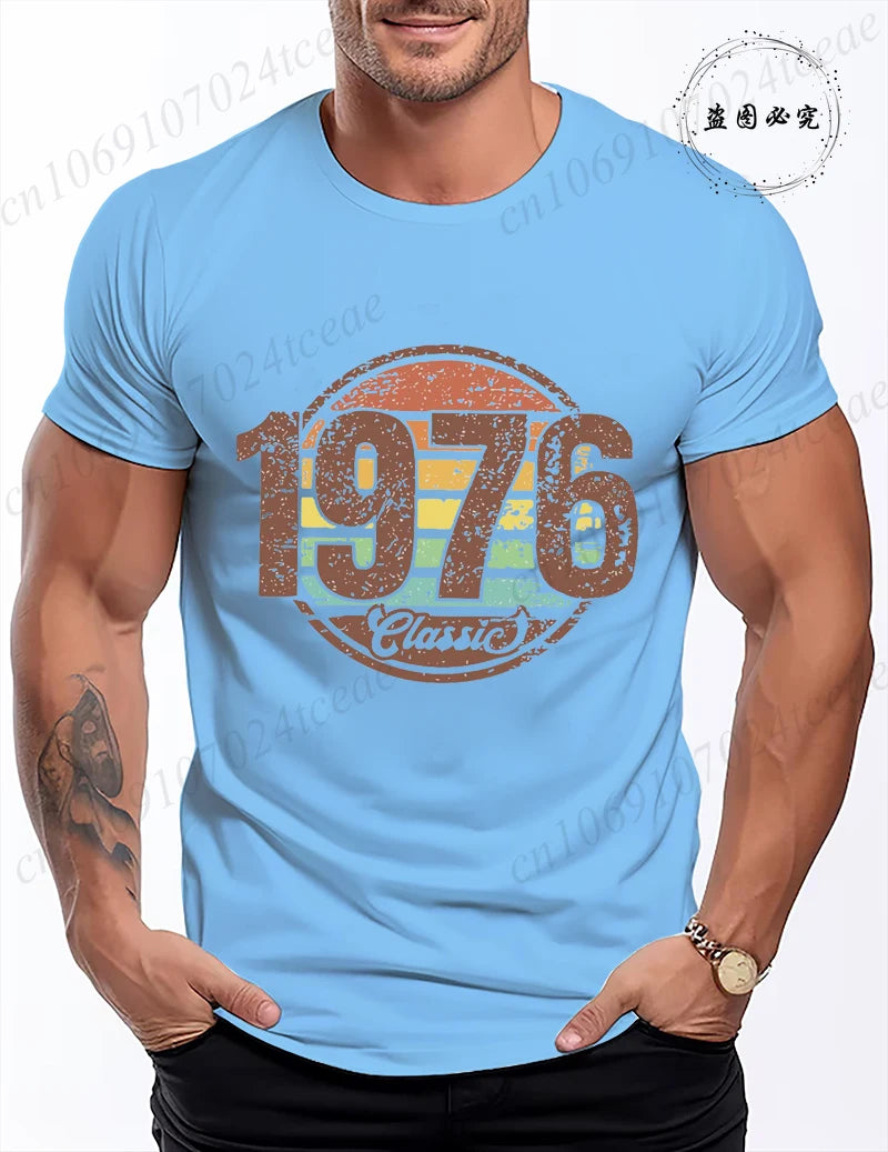 Retro 1976 Shirt Unisex Vintage 1976 Graphic T-Shirt for Women Men Casual O Neck Short Sleeve Tee 1976 Birthday Streetwear Tops