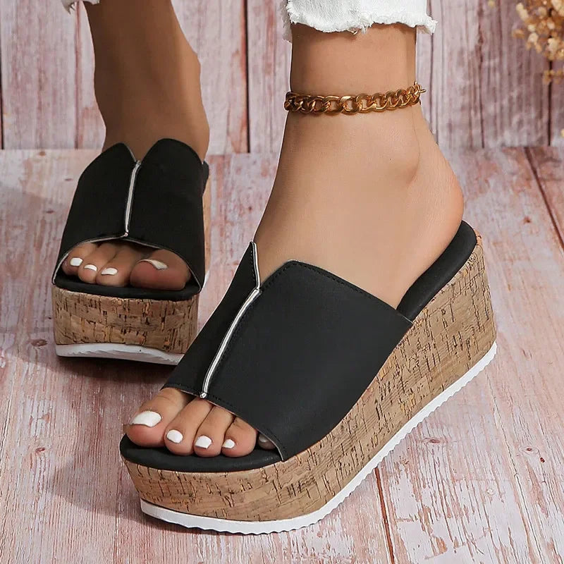 Shoes for Women 2025 Summer Fashion Platform Wedges Peep Toe Slip on Slippers Women Slides Sandalias De Mujer Plus Size 35-43