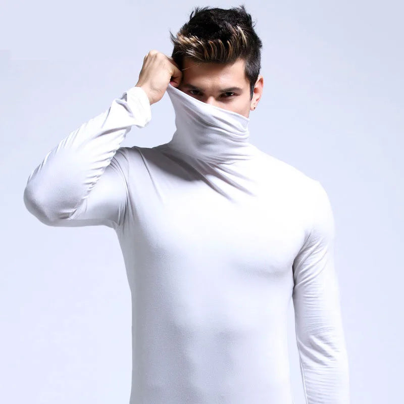 Spring Autumn Thin Men Pullovers Sweaters Turtleneck Knitted Sweater for Men  Clothing Male Sweaters Full Black White Tops