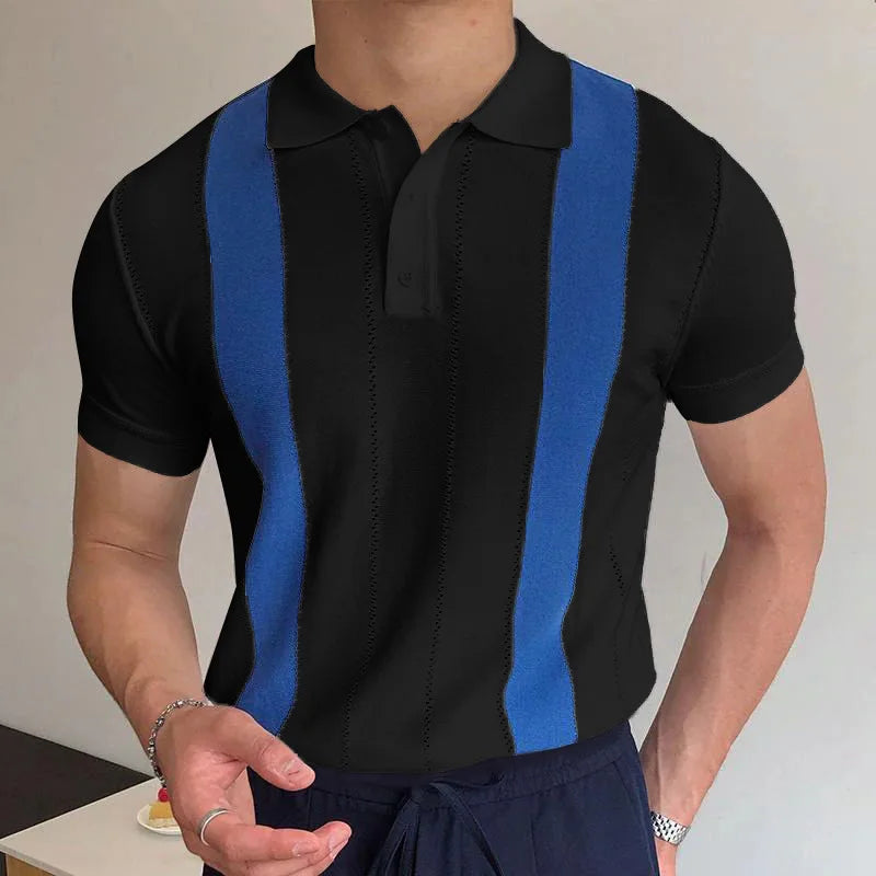 New European And American Style Jacquard Knit T-shirt Fashion Lapel Short-sleeved Business POLO Shirt In Multiple Colors