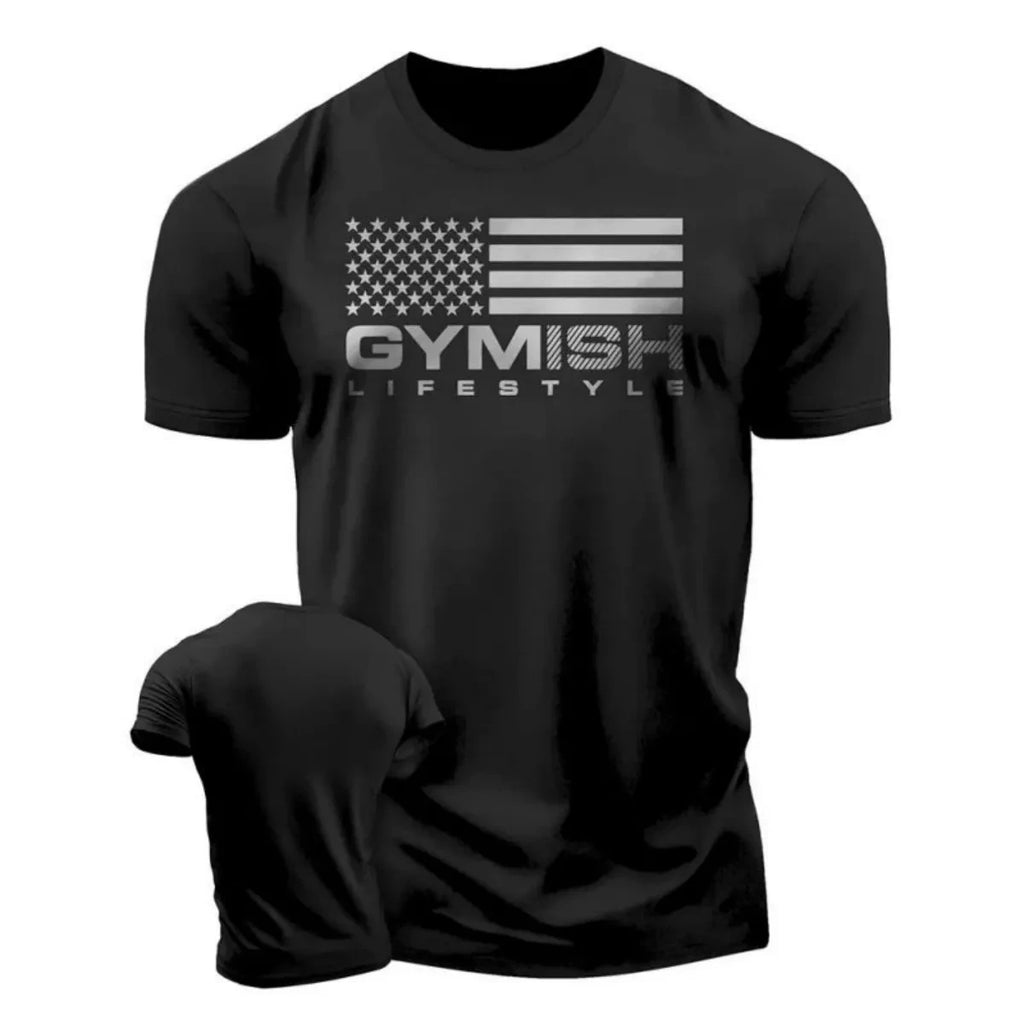 Men's Summer Fashion Fitness Letter 3D Printout Comfortable Breathable Round Neck T-Shirt for Outdoor Leisure and Sports Shirt