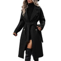 Women Casual Coat Women Windbreaker Coat Elegant Women's Wool Trench Coat with Belt Double Breasted Overcoat for Fall Winter
