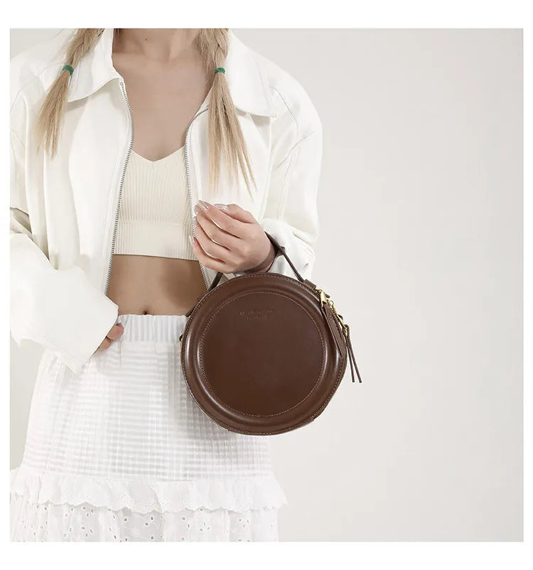 Women's Round Crossbody Bag New Arrival with Premium Texture High Quality PU Leather Fashion Shoulder Bag