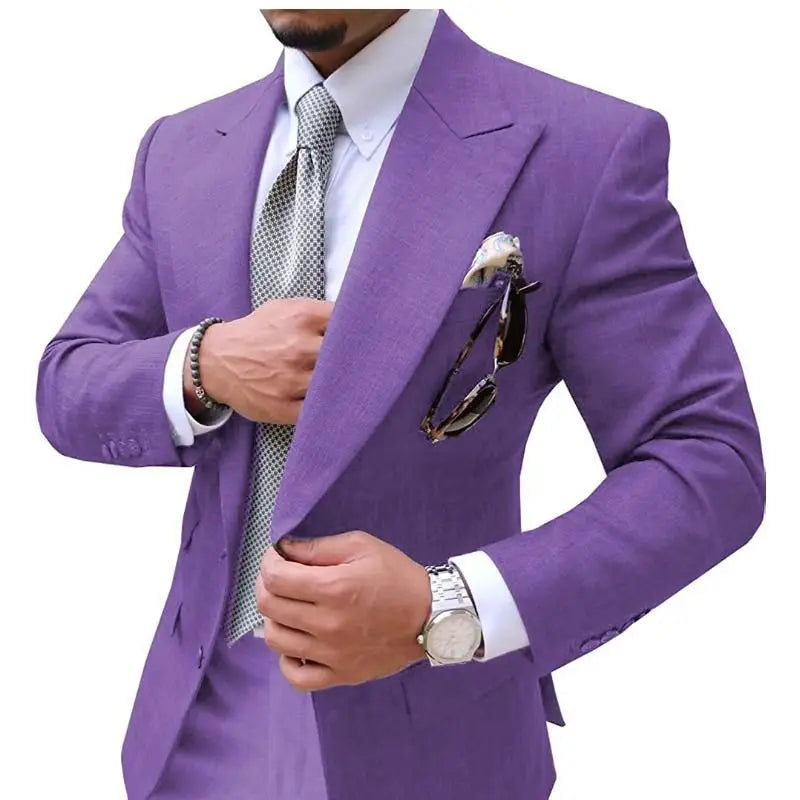 Men's Suits Mens Suit 2 Pieces Causal Slim Fit Prom Noble Champagne Grey Blazer Formal Business For Wedding Groom Tuxedos