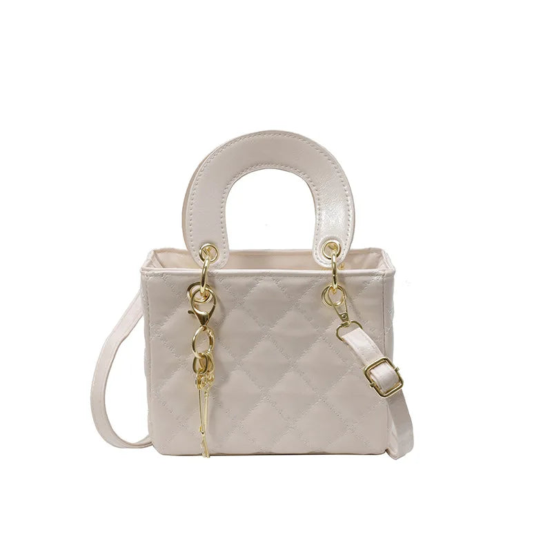 Fashionable texture diamond grid hand-held small square bag women's bag new western-style shoulder bag commuting crossbody bag