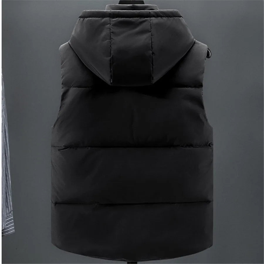Cotton Padded Men Vests Detachable Hooded Sleeveless Jacket Men's Winter Warm Thick Coat Red Outerwear Oversize 8XL