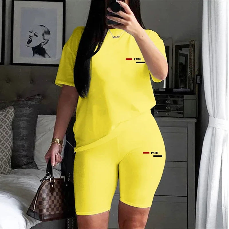 Casual Woman Clothing Summer Two Piece Set for Women T-Shirts O-Neck Shorts Daily Short Sleeve Tracksuit Hot Sales Matching Sets