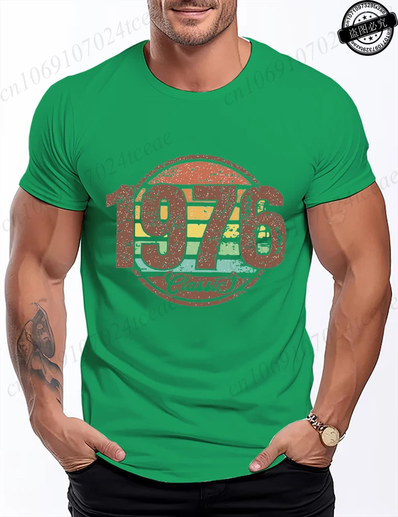 Retro 1976 Shirt Unisex Vintage 1976 Graphic T-Shirt for Women Men Casual O Neck Short Sleeve Tee 1976 Birthday Streetwear Tops