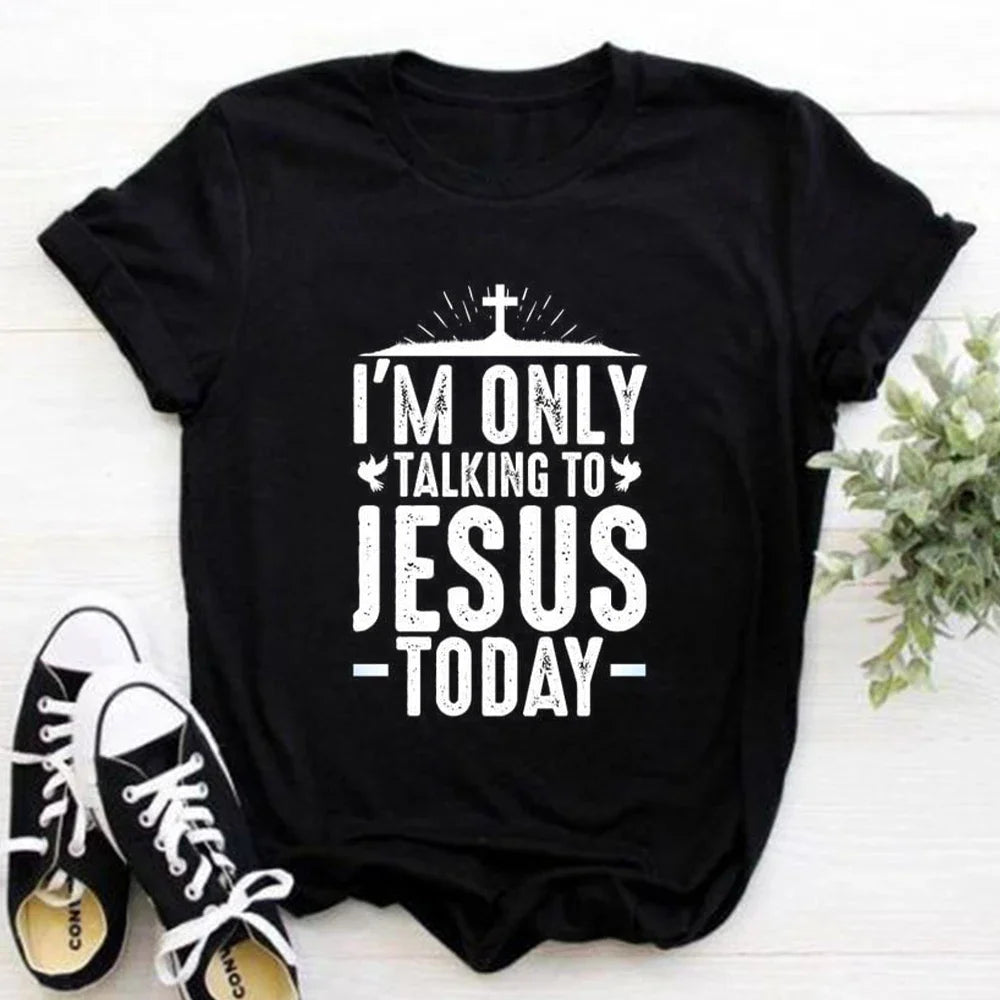 2026 Jesus Is King Letter Print Women T-shirt Christian Faith Hope Love Harajuku T Shirts Religion O-neck Tops Tees Streetwears