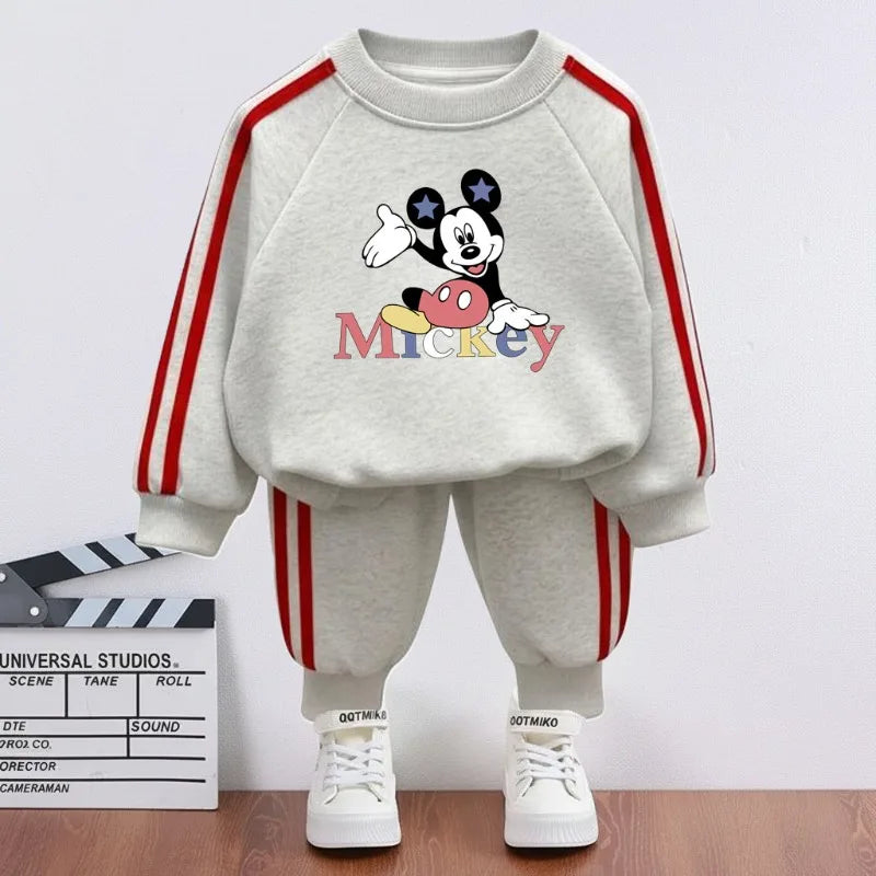 2026 Spring Children Side Stripe Trousers Sets Kids Casual Tracksuit Boys O Neck Hoodies and Long Pant Two Piece New Style